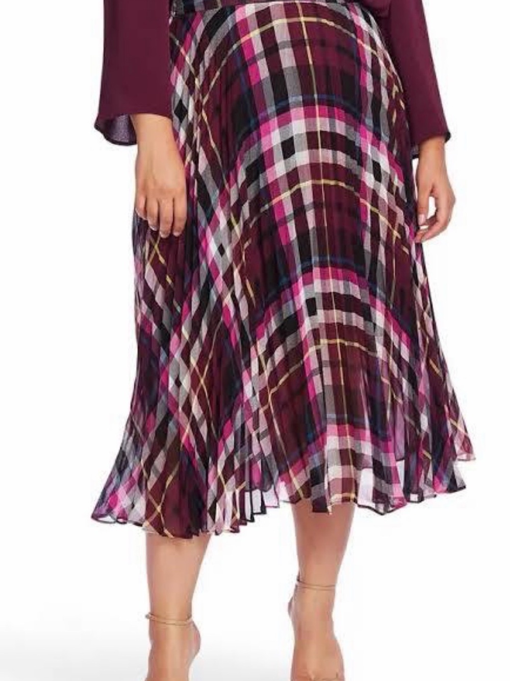Vince Camuto 1X Plaid Midi Wrap Skirt Dark Academia Preppy